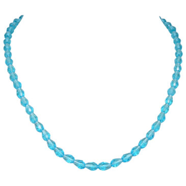 Blue Topaz Color Zircon Faceted Drop Shape Beads Necklace For Women