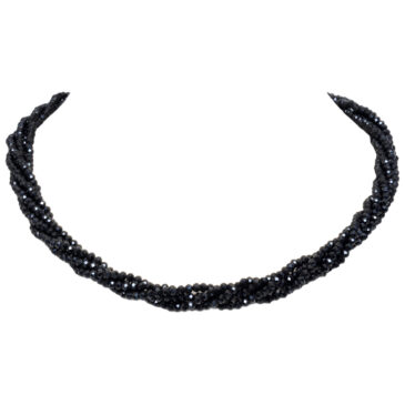 5 Rows Black Spinel Color Zircon Faceted Beads Necklace For Women