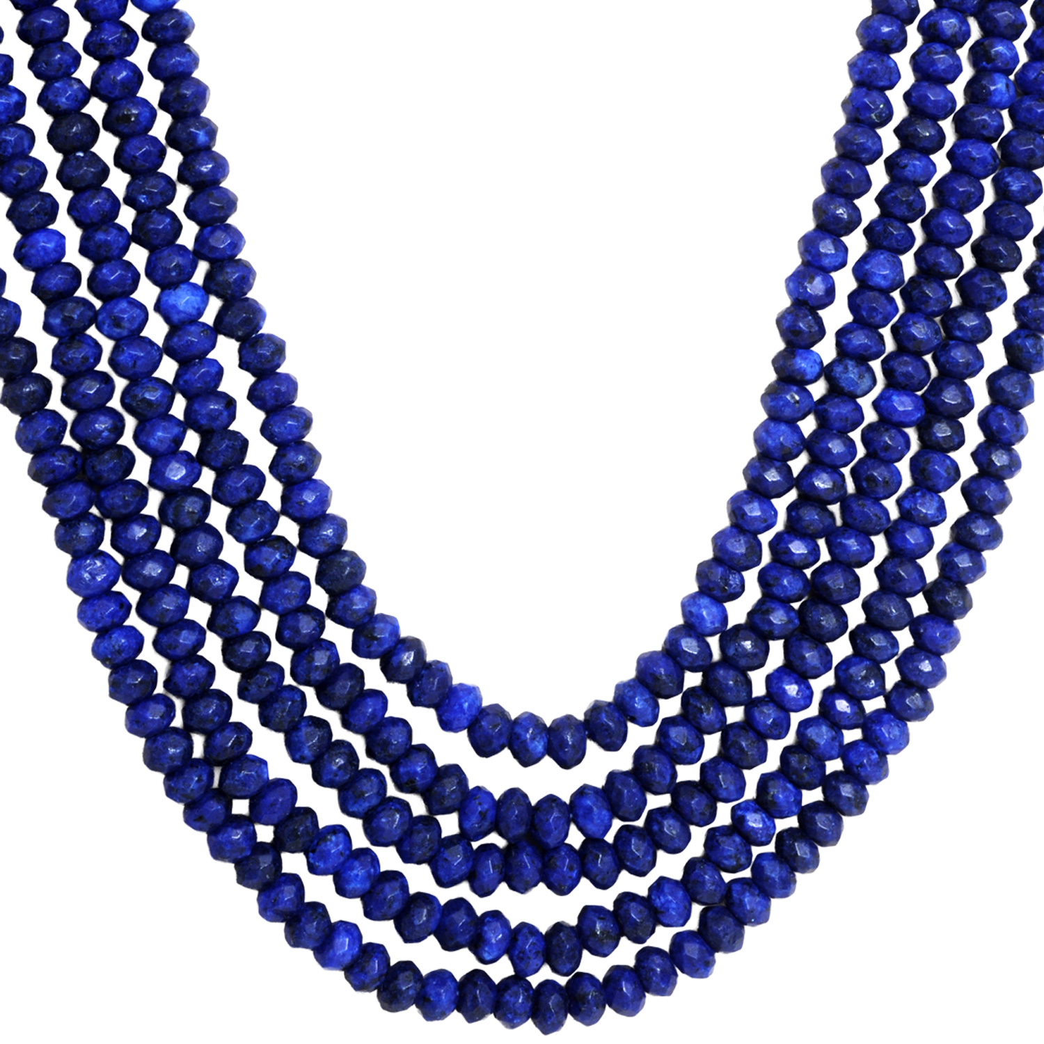 5 Rows Blue Sapphire Color Zircon Faceted Beads Necklace For Men & Women - Image 2
