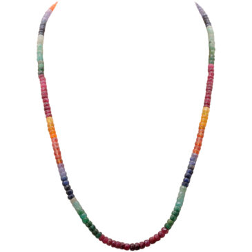 21″Inches Long Ruby, Emerald, Blue & Yellow Sapphire Gemstone Beads Necklace