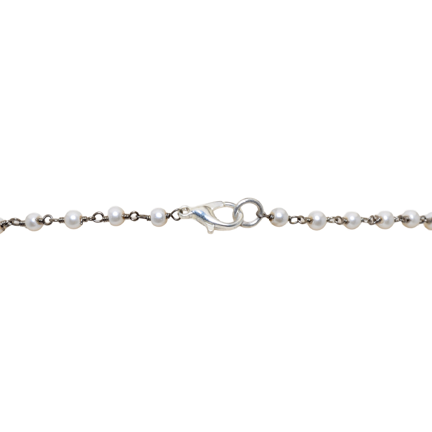 Lemon Topaz Gemstone With Pearl Chain Black Rhodium Plating - Image 3