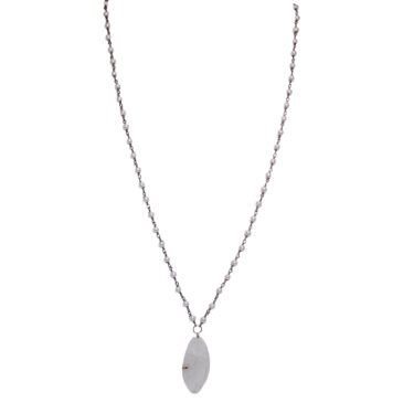 Moonstone gemstone With Pearl Chain Black Rhodium Plating