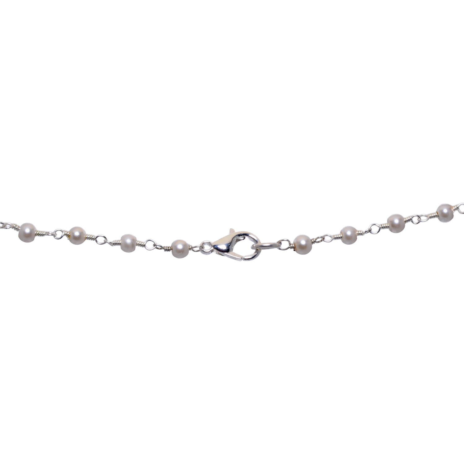 Smoky Topaz Gemstone With Pearl Chain White Rhodium Plating - Image 3