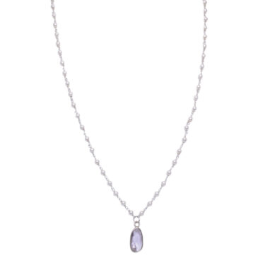 Morganite Gemstone With Pearl Chain White Rhodium Plating