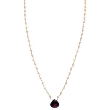 Montana agate Gemstone With Pearl Chain Gold Rhodium Plating