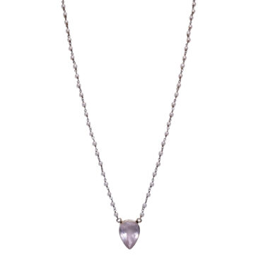 Morganite Gemstone With Pearl Chain In 925 Silver Plating