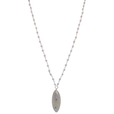 Solar quartz Gemstone With Pearl Chain White Rhodium Plating