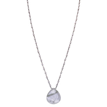 Rutile quatz Gemstone With Pearl Chain Black Rhodium Plating