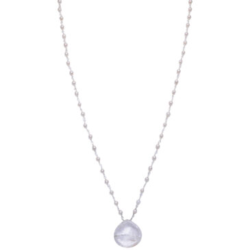 Rutile quatz Gemstone With Pearl Chain White Rhodium Plating