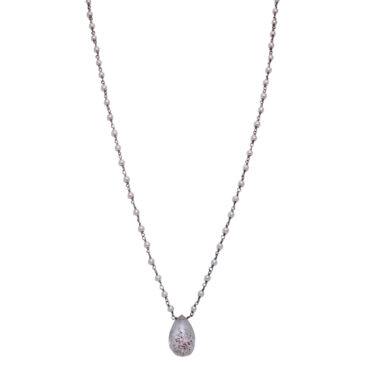 Rutile quatz Gemstone With Pearl Chain Black Rhodium Plating