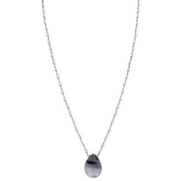 Rutile quatz Gemstone With Pearl Chain Black Rhodium Plating