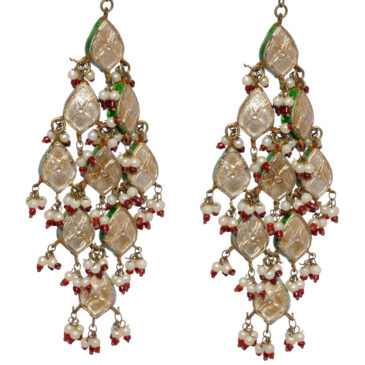 Red, Green & Golden color Beautiful Handmade Lacquer Earring