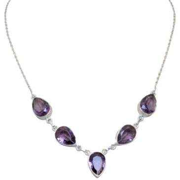 Natural Amethyst Gemstone Studded 925 Silver Necklace