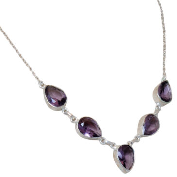 Natural Amethyst Gemstone Studded 925 Silver Necklace