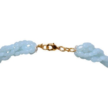 5 Rows Necklace of Moonstone, Lilac & Chalcedony Beads With jadau balls