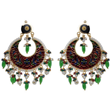 Multicolor stone studded Chand bali Earring with Enamel Work