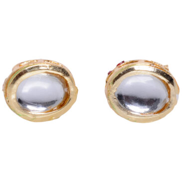 polki studded oval shape in gold plated earrings