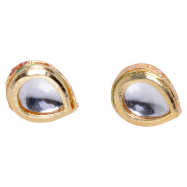 pear shape polki studded in gold plated earrings