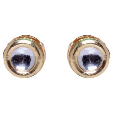 Round shape polki studded in gold plated earrings