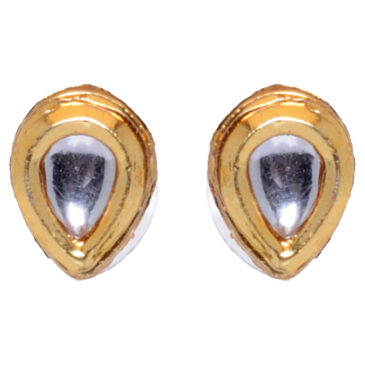 10MM pear shape polki studded in gold plated earrings