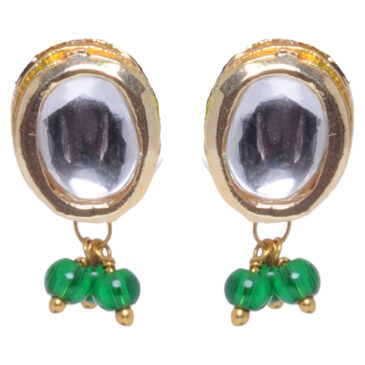 Kundan Studded Oval Shape Tops With Emerald Hanging Beads