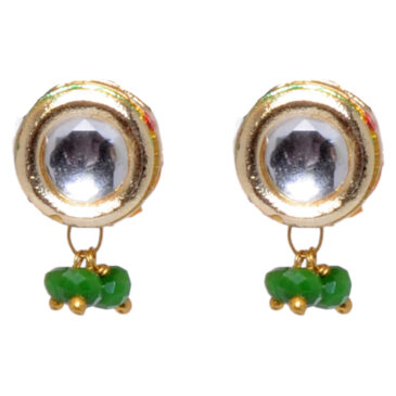 Kundan Studded Round Shape Tops With Emerald Hanging Beads