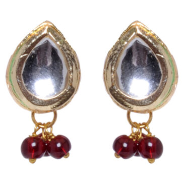 Kundan Studded Pear Shape Tops With garnet Hanging Beads