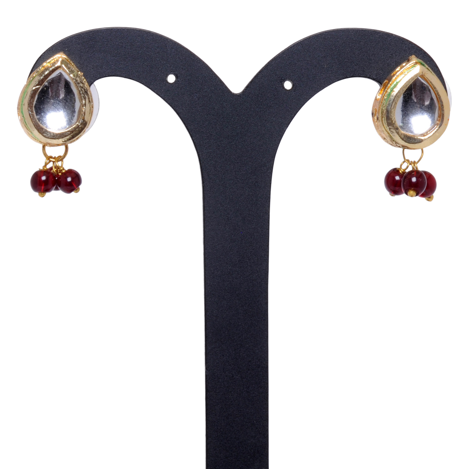 Kundan Studded Pear Shape Tops With garnet Hanging Beads - Image 4
