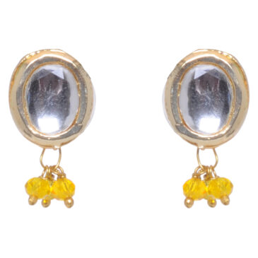 Kundan Studded Oval Shape Tops With Yellow Sapphire Hanging Beads
