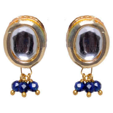 Kundan Studded Oval Shape Tops With blue Sapphire Hanging Beads