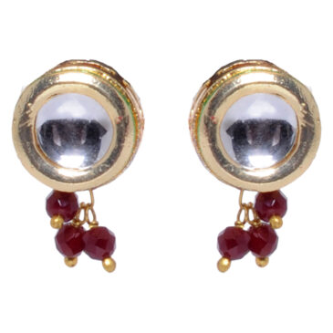 Kundan Studded Round Shape Tops With Garnet Hanging Beads