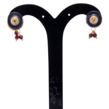 Kundan Studded Round Shape Tops With Garnet Hanging Beads