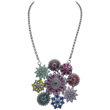 Multicolor Stone studded Oxidised Long Necklace