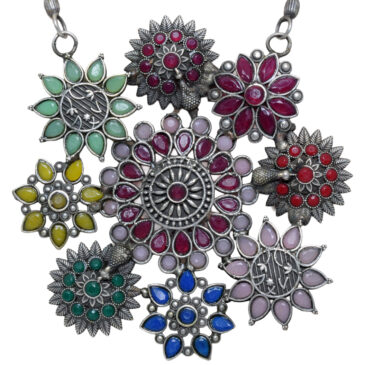 Multicolor Stone studded Oxidised Long Necklace