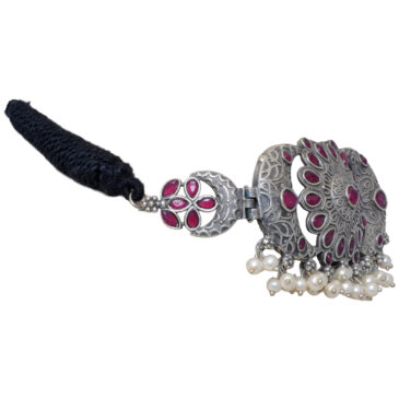 Ruby Color Stone studded Oxidised Choker Necklace & Earrings