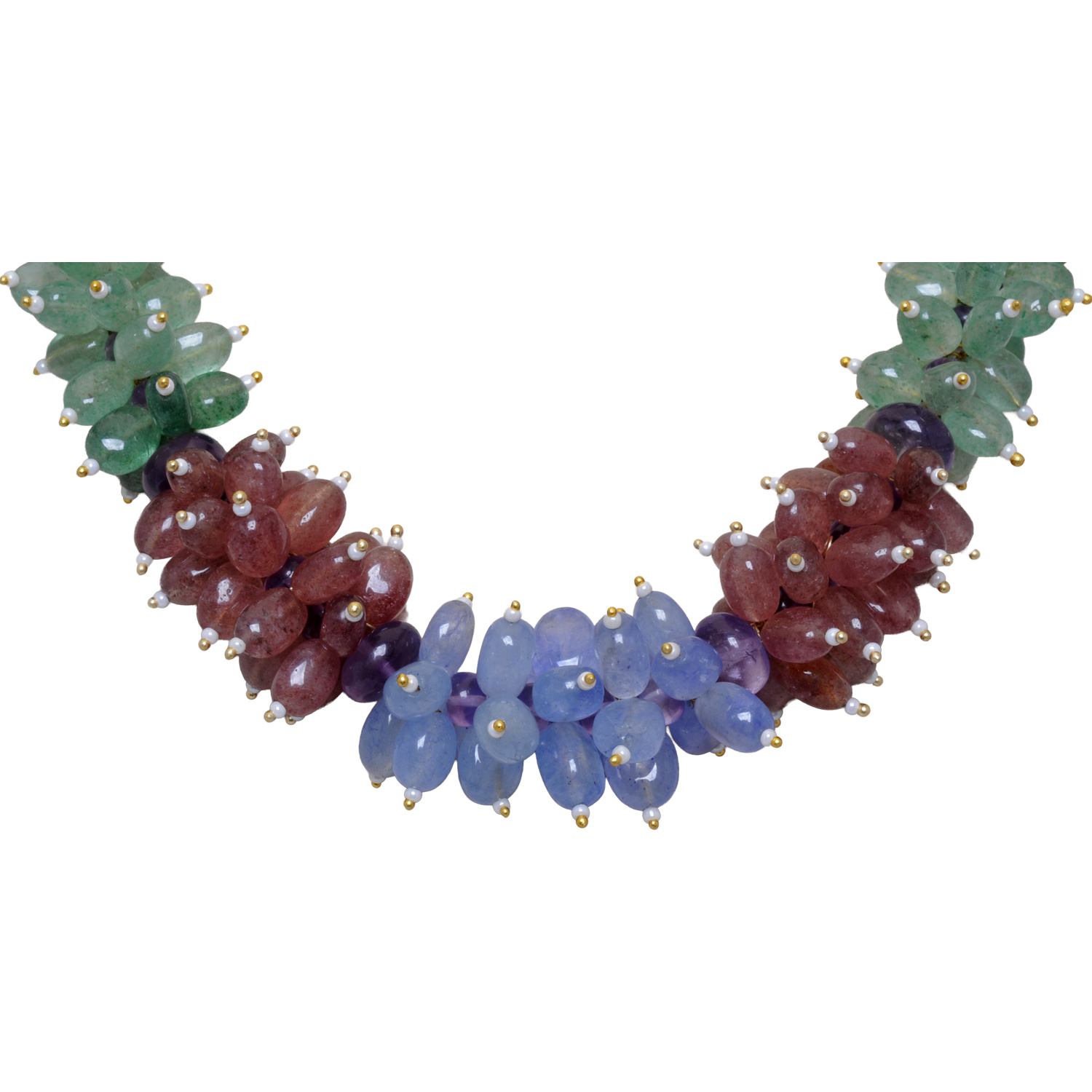 Emerald, Tanzanite, Tourmaline, Rose Quartz, Amethyst Gemstone Necklace - Image 5