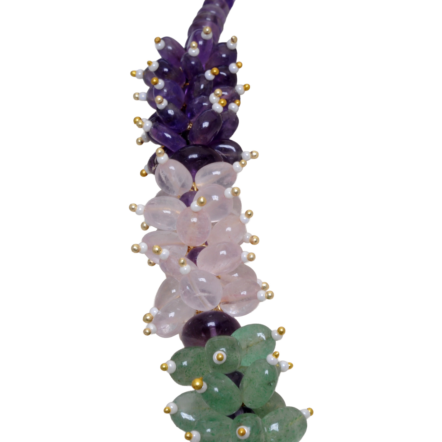 Emerald, Tanzanite, Tourmaline, Rose Quartz, Amethyst Gemstone Necklace - Image 4