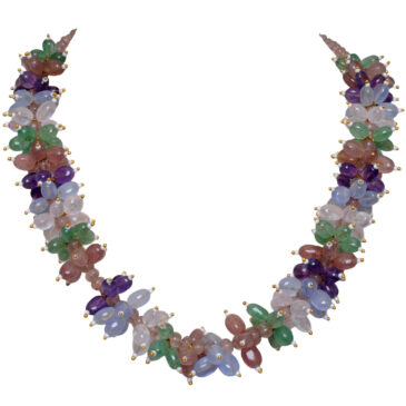 Emerald, Tanzanite, Tourmaline, Rose Quartz, Amethyst Gemstone Necklace