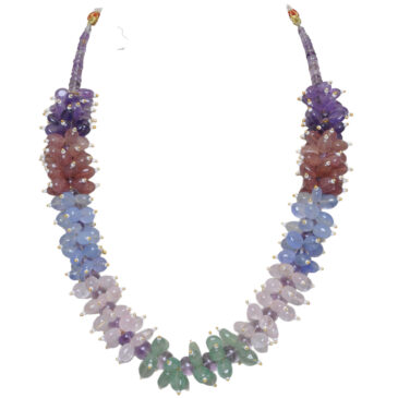 Emerald, Tanzanite, Tourmaline, Rose Quartz, Amethyst Gemstone Necklace