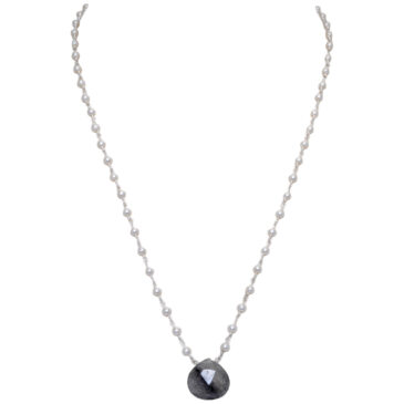Rutile quatz Gemstone With Pearl Chain White Rhodium Plating