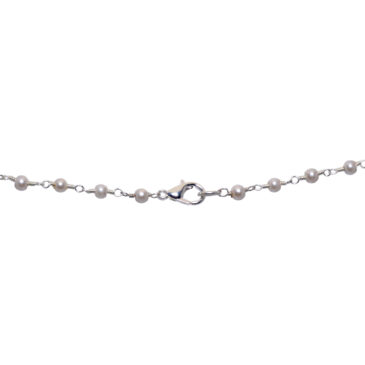 Chalcedony & Turquoise Gemstone With Pearl Chain White Rhodium Plating