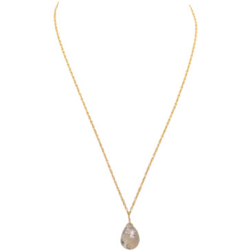 Gold Rutile quatz Gemstone Attached With Gold Rhodium Plating Chain
