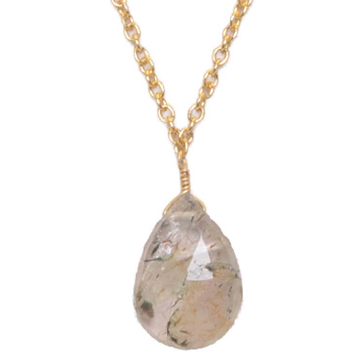 Gold Rutile quatz Gemstone Attached With Gold Rhodium Plating Chain - Image 4