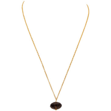 Smoky Gemstone Attached With Gold Rhodium Plating Chain