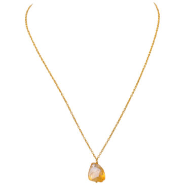 Citrine Gemstone Attached With Gold Rhodium Plating Chain