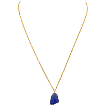 Lapis Lazuli Gemstone Attached With Gold Rhodium Plating Chain
