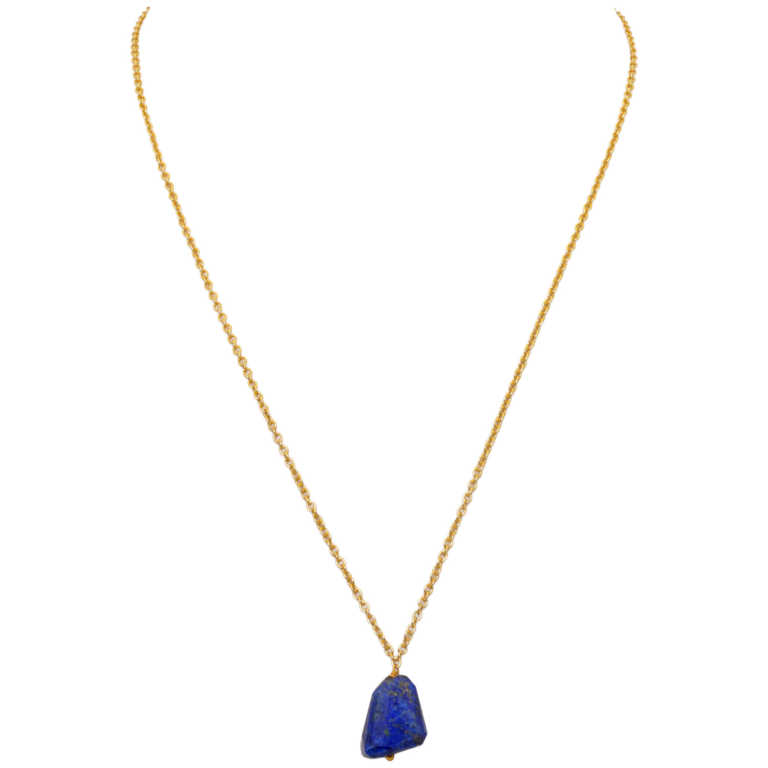 Lapis Lazuli Gemstone Attached With Gold Rhodium Plating Chain
