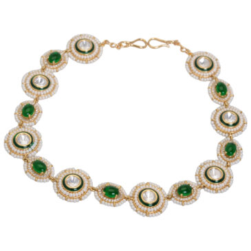 Emerald & White Topaz Studded Matha Patti Head Accesorry