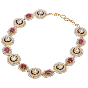 Pink Tourmaline & White Topaz Studded Matha Patti Head Accesorry