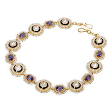 Tanzanite & White Topaz Studded Matha Patti Head Accesorry